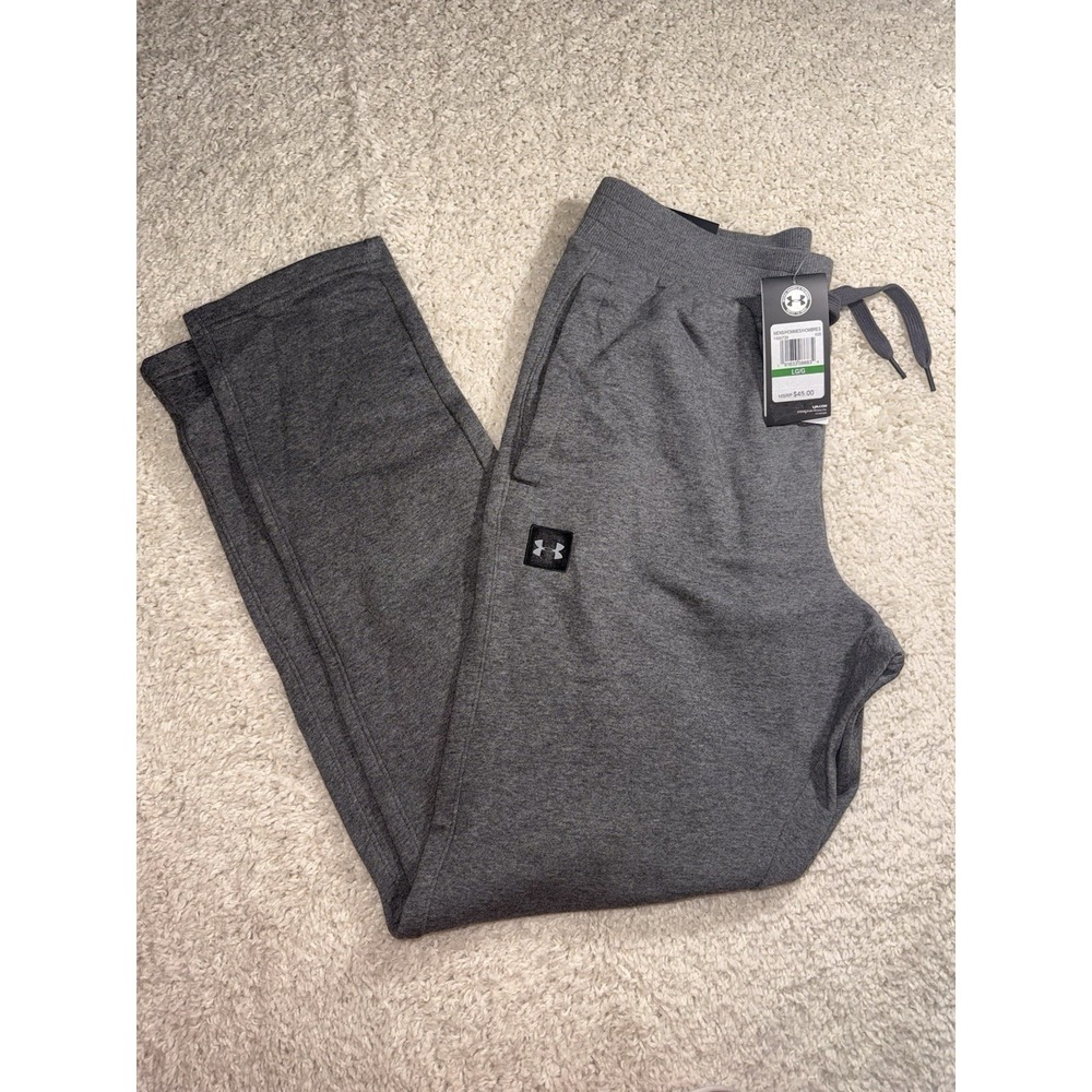 Under Armour Men's UA Rival Fleece Pants Charcoal Gray / Black Large NWT